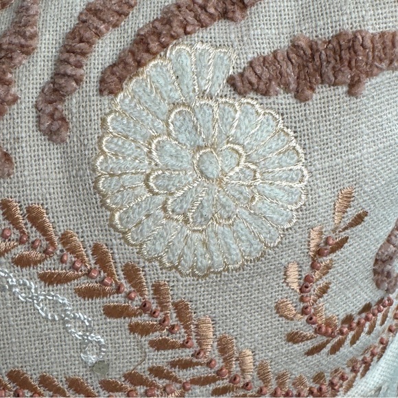 NEW Large Coastal Hand Embroidered w beads & Sequins Lumbar Pillow Beach Boho - Picture 10 of 17